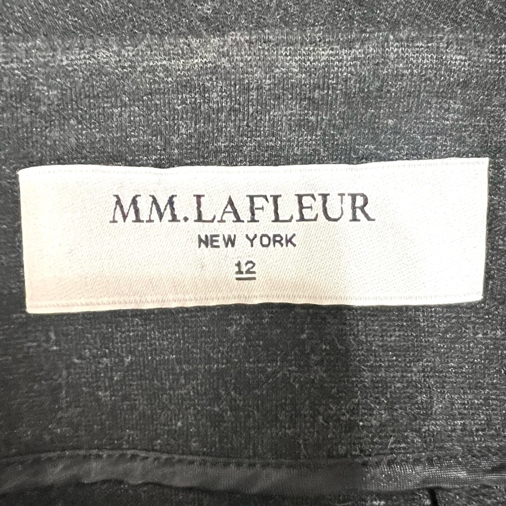 MM LaFleur Green Point Skirt Dark Charcoal Knit Front Vent Pencil Skirt Women 12 - Picture 9 of 10